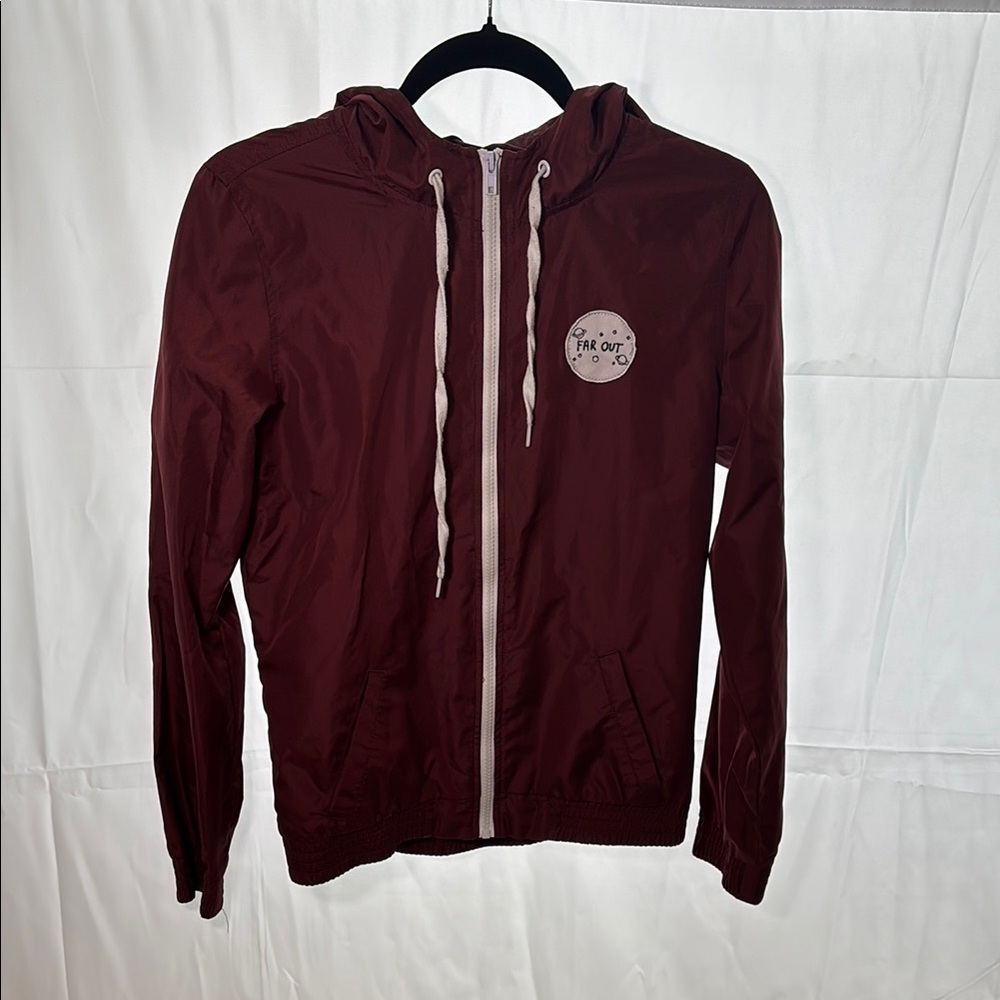 UFO take me away maroon hooded jacket